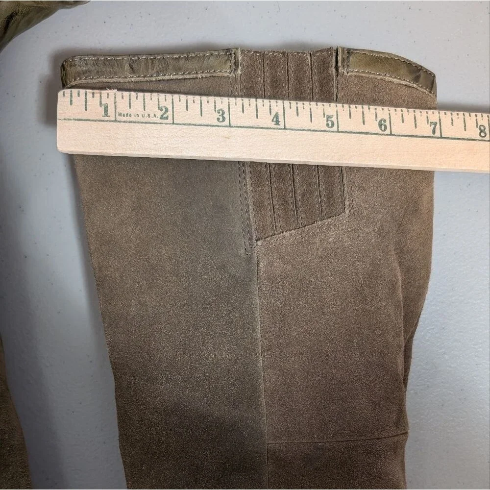 Clark Women's Olive Green suede leather boots side zip reptile look size 8M